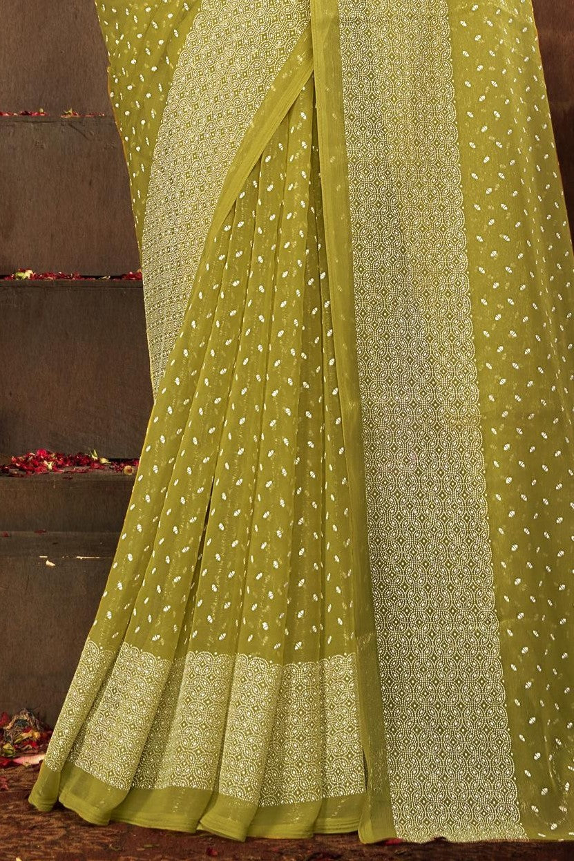 Bavari Simmer Chiffon Saree with Best Selling Due Drop (8 Colours Available).