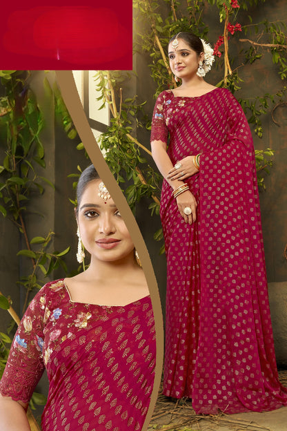 Vande Paan Multicolor Moss Saree with Tone to Tone Matching (8 Colours Available).