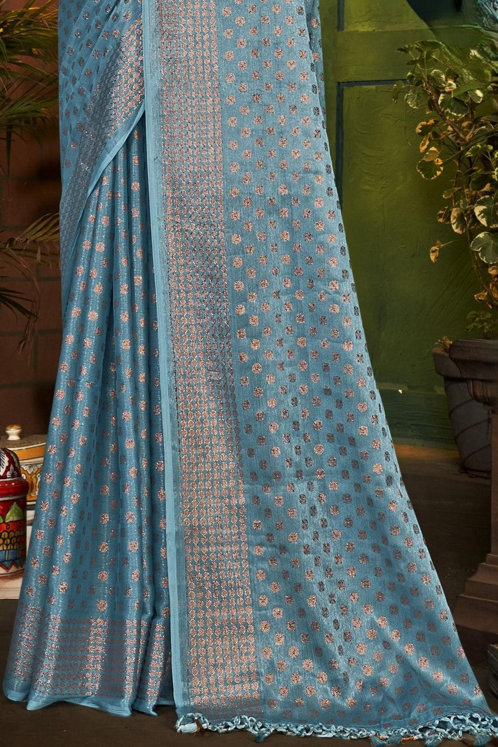 Navjivan Multicolor Fancy Satin Chiffon Saree (8 Colours Available).