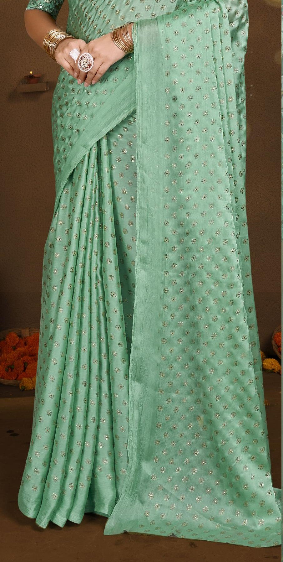 Vande Bharat Chiffon Saree with Digital Printed Blouse and Best Selling Saree Design. (8 Colours Available).