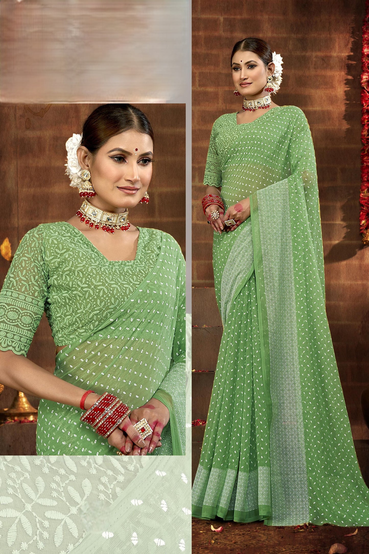 Bavari Simmer Chiffon Saree with Best Selling Due Drop (8 Colours Available).