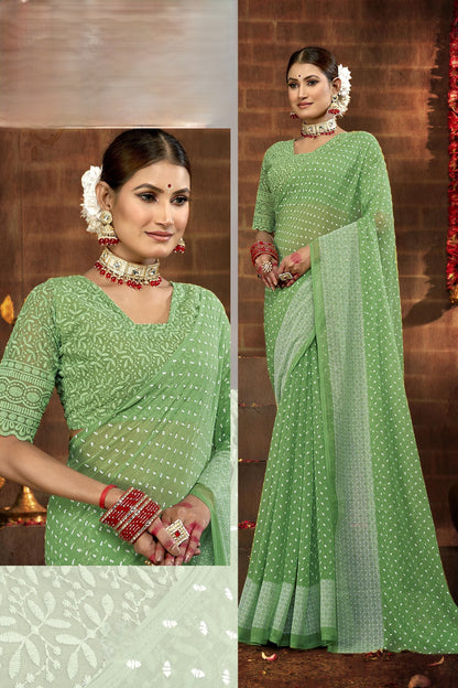 Bavari Simmer Chiffon Saree with Best Selling Due Drop (8 Colours Available).