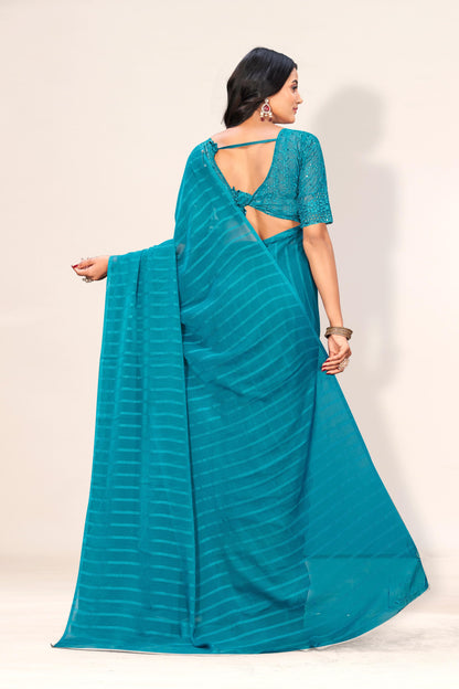 Starlight Saree in Dark Tone-to-Tone Chiffon Fabric – A Solo Elegance in Every Drape!(Solo Dark Tone to Tone Chanderi.)