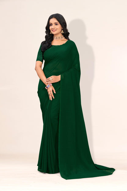 Starlight Saree in Dark Tone-to-Tone Chiffon Fabric – A Solo Elegance in Every Drape!(Solo Dark Tone to Tone Chanderi.)