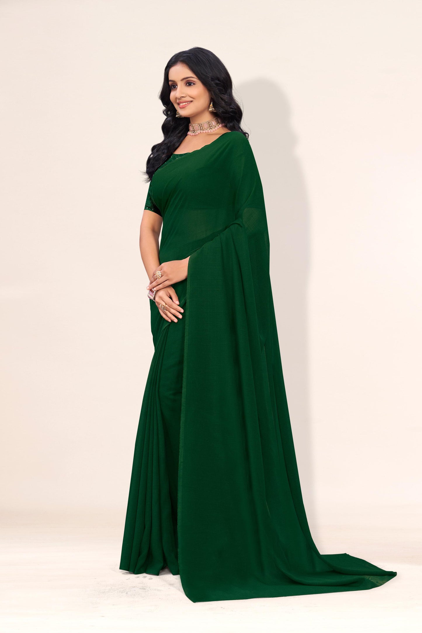 Starlight Saree in Dark Tone-to-Tone Chiffon Fabric – A Solo Elegance in Every Drape!(Solo Dark Tone to Tone Chanderi.)