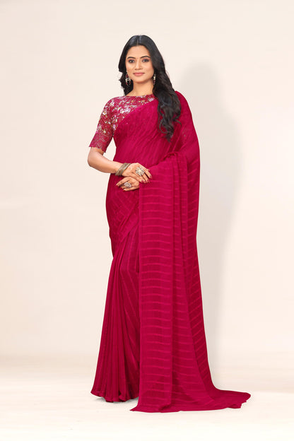 Celestial Shine Saree in Soft Chiffon Fabric – Illuminate Your Style!(Solo Dark Digital.) **