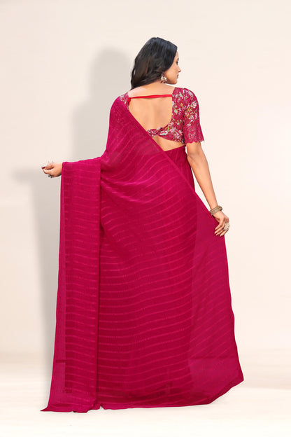 Celestial Shine Saree in Soft Chiffon Fabric – Illuminate Your Style!(Solo Dark Digital.) **