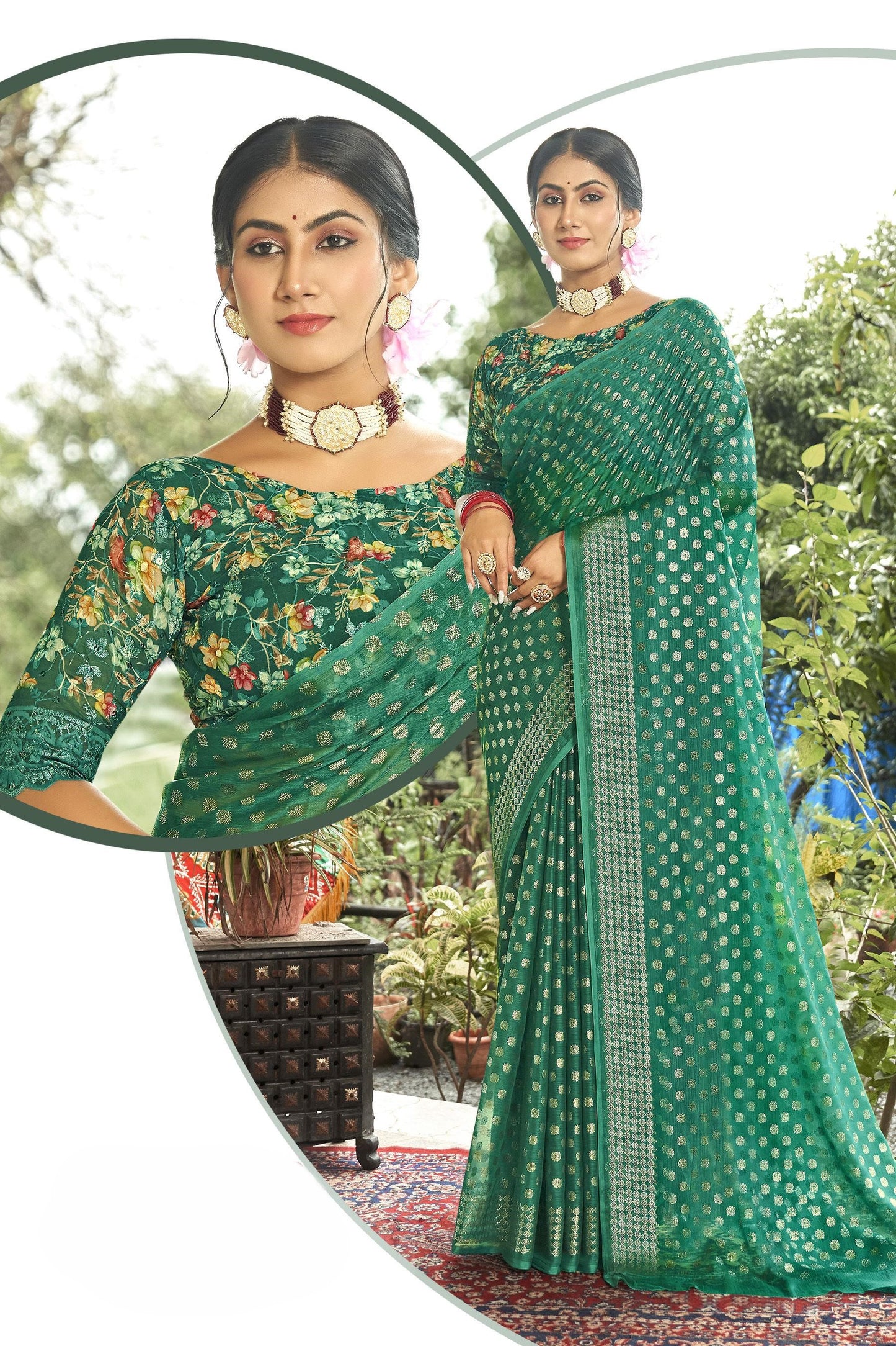 Rado Silver Digital  Moss Saree with Digital Printed Blouse and Best Selling Saree Design.