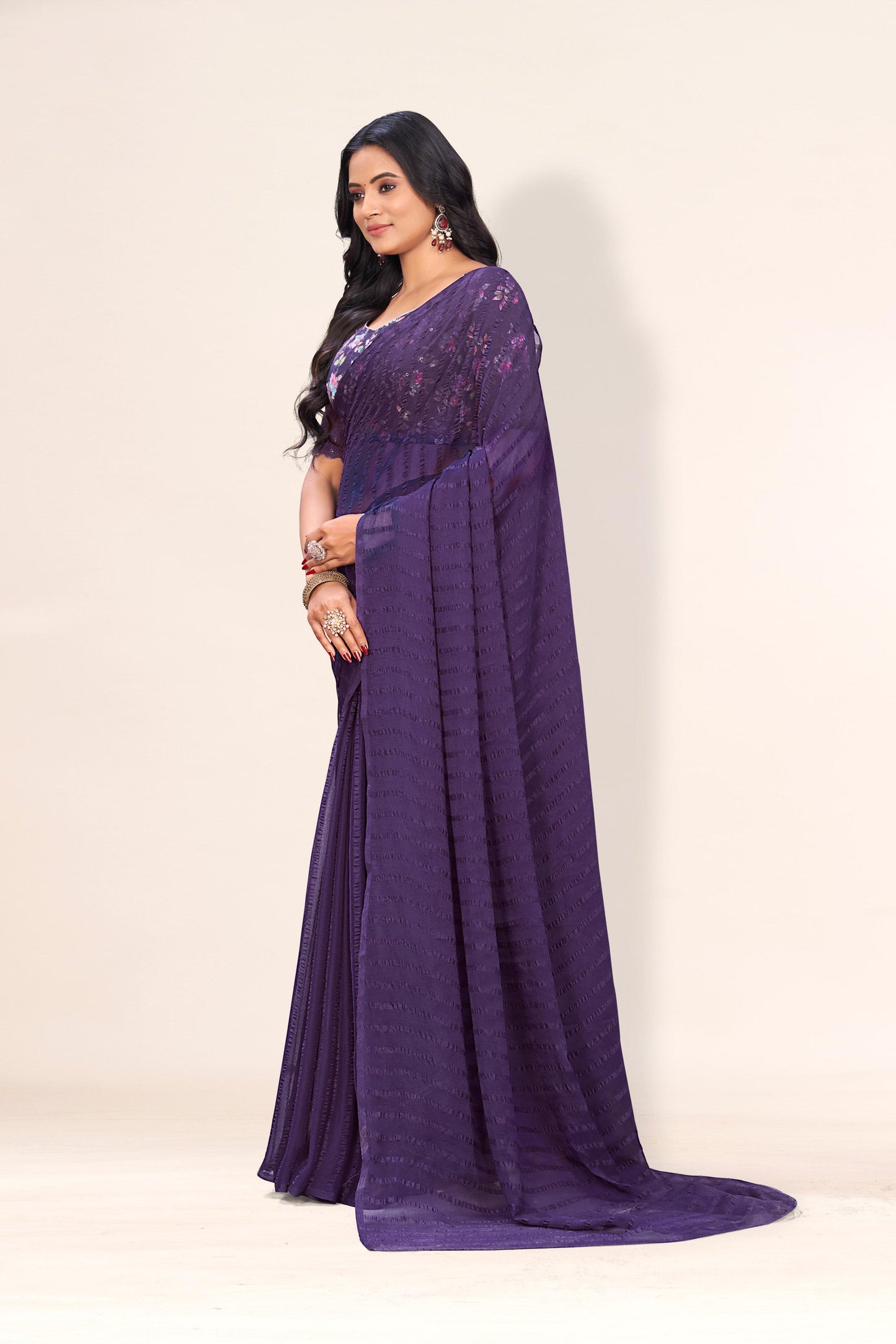 Celestial Shine Saree in Soft Chiffon Fabric – Illuminate Your Style!(Solo Dark Digital.) **