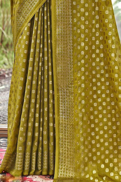 Rado Digital Gold Moss Saree with Digital Printed Blouse and Best Selling Saree Design