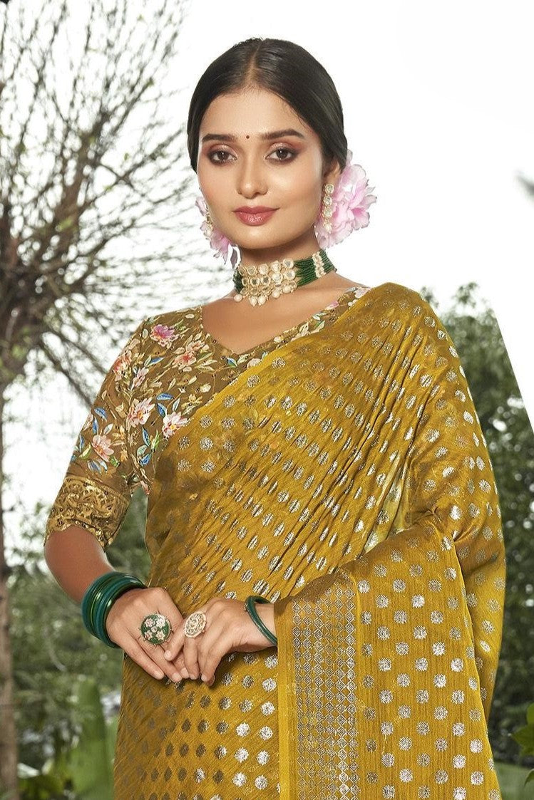 Rado Silver Digital  Moss Saree with Digital Printed Blouse and Best Selling Saree Design.