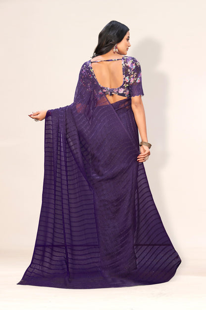 Celestial Shine Saree in Soft Chiffon Fabric – Illuminate Your Style!(Solo Dark Digital.) **