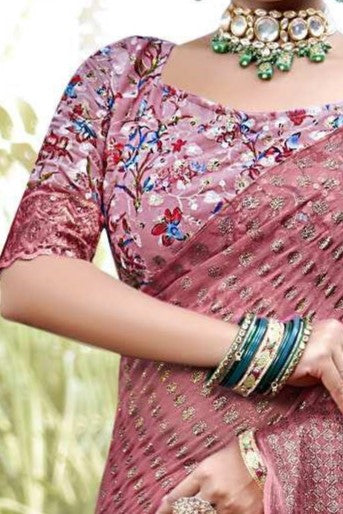 Rado Light  Moss  Saree with Digital Printed Blouse and Best Selling Saree Design