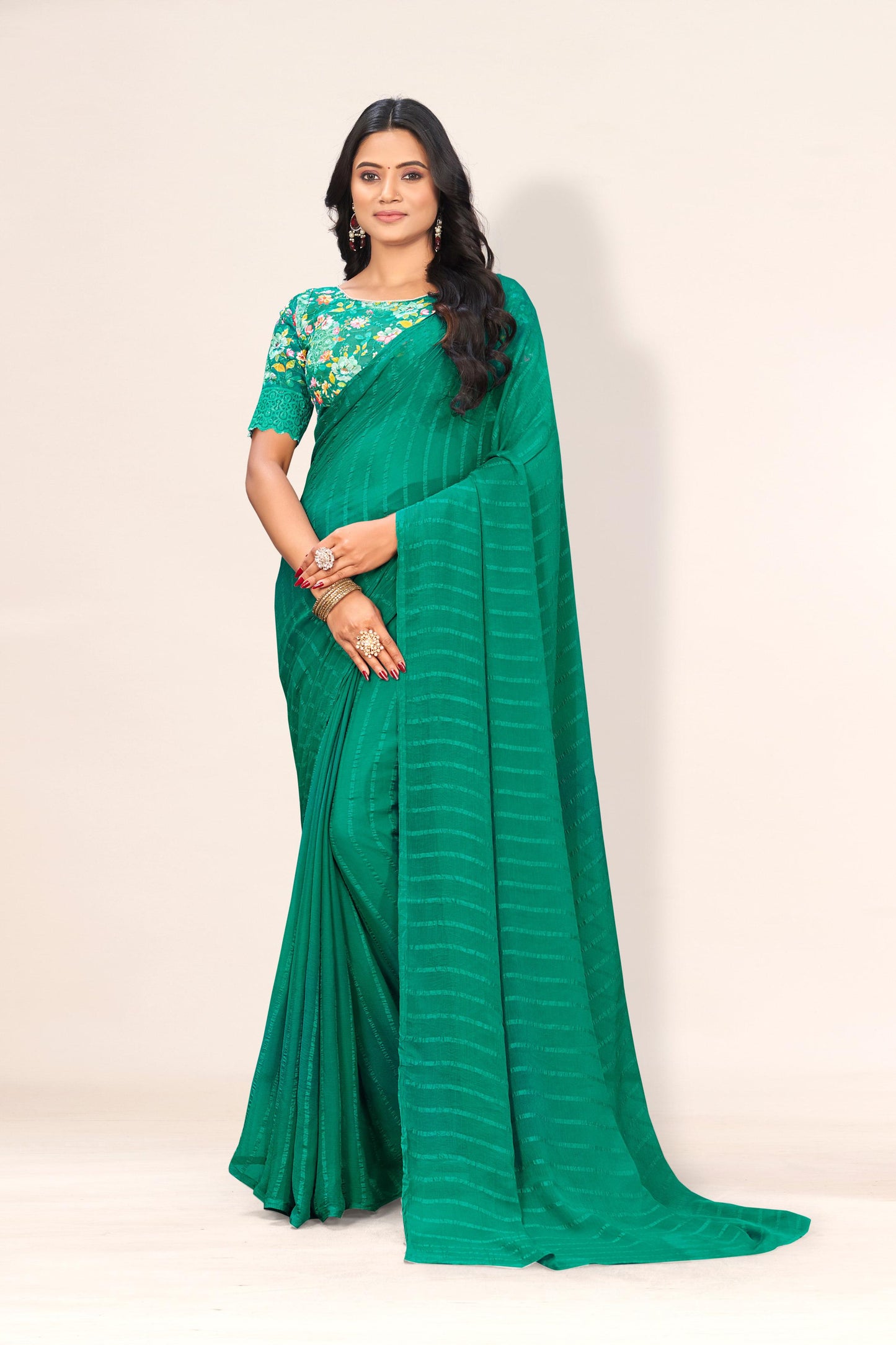 Celestial Shine Saree in Soft Chiffon Fabric – Illuminate Your Style!(Solo Dark Digital.) **