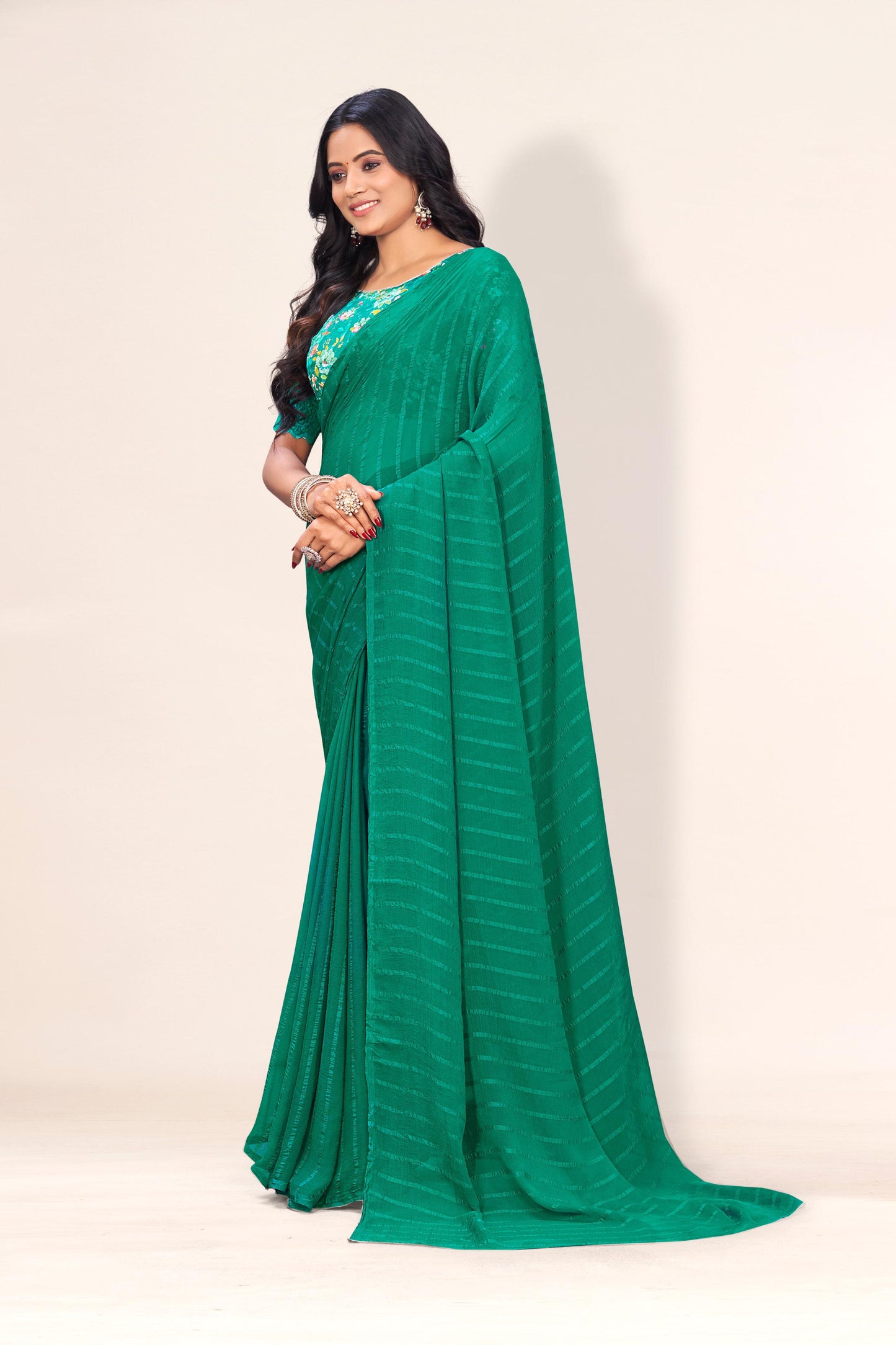 Celestial Shine Saree in Soft Chiffon Fabric – Illuminate Your Style!(Solo Dark Digital.) **