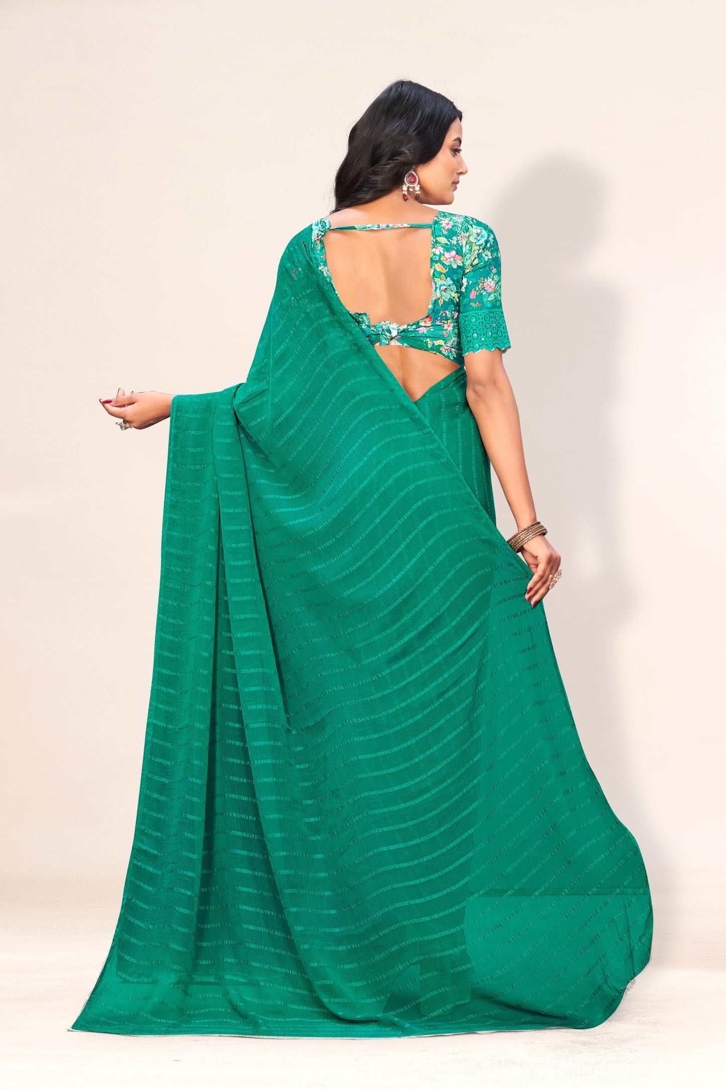 Celestial Shine Saree in Soft Chiffon Fabric – Illuminate Your Style!(Solo Dark Digital.) **