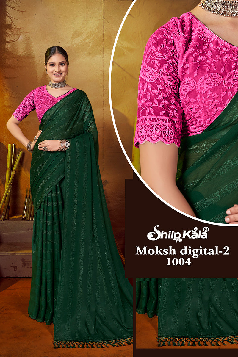 Moksh Multicolor Chiffon Saree with Fancy Lace
