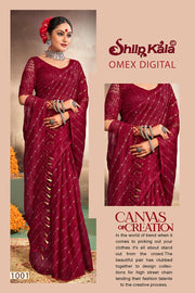 Omex Multicolor Chiffon Saree with Tone to Tone Matching (8 Colours Available).