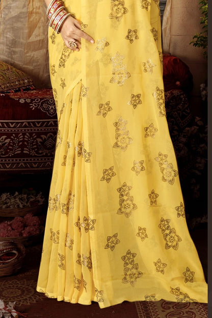 Panchmukhi Multicolour White Cat Saree with Digital Printed Blouse (9 Colours Available).