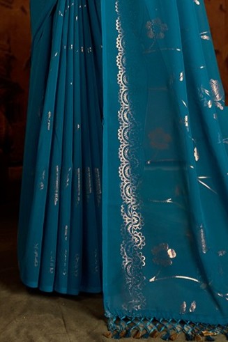 Roseline Multicolor Chiffon Saree with Rose Flower Print (8 Colours Available).