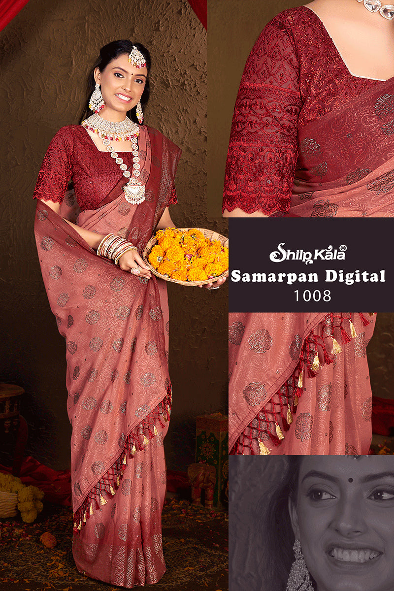 Samarpan Multicolor Chiffon Saree with Colour Padding