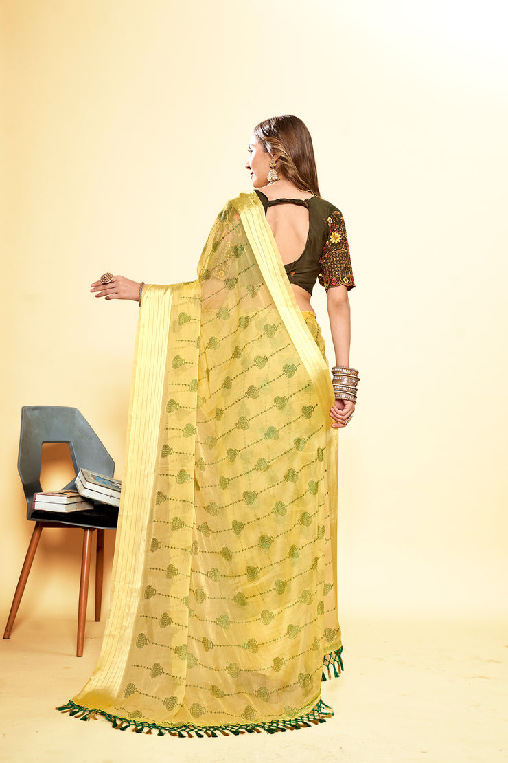 Kalash Multicolor Saree with Work Blouse and Contrast Matching (8 Colours Available).