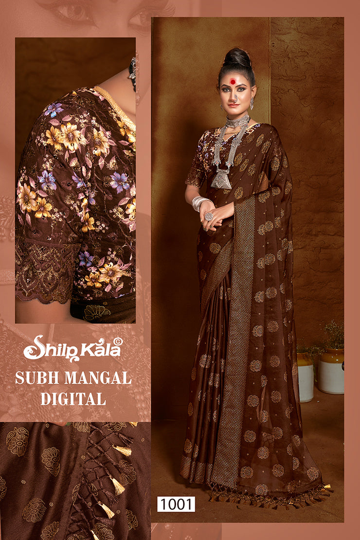 Subh Mangal Multicolor Chiffon Saree with Fancy Lace (8 Colours Available).