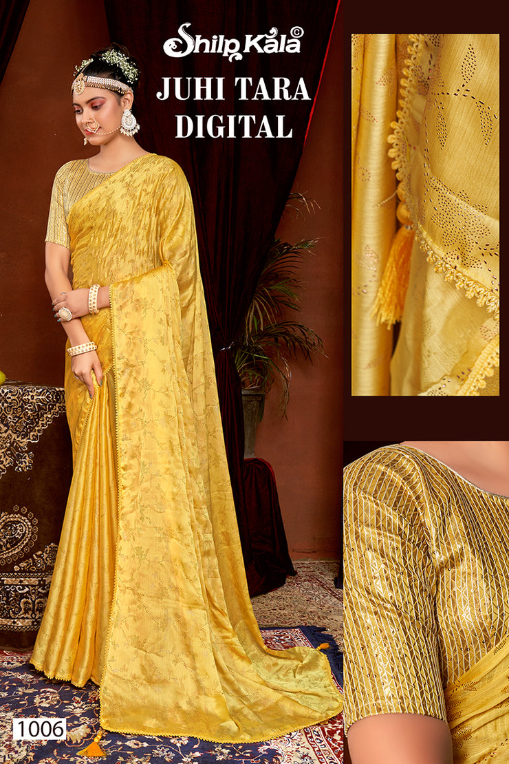 Subh Mangal Multicolor Chiffon Saree with Fancy Lace (8 Colours Available).