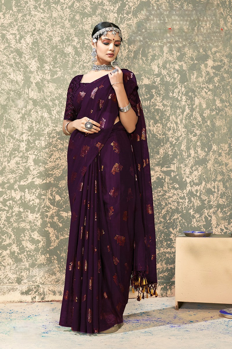 Varlaxmi Multicolor Chiffon Saree with Fancy Lace (8 Colours Available)