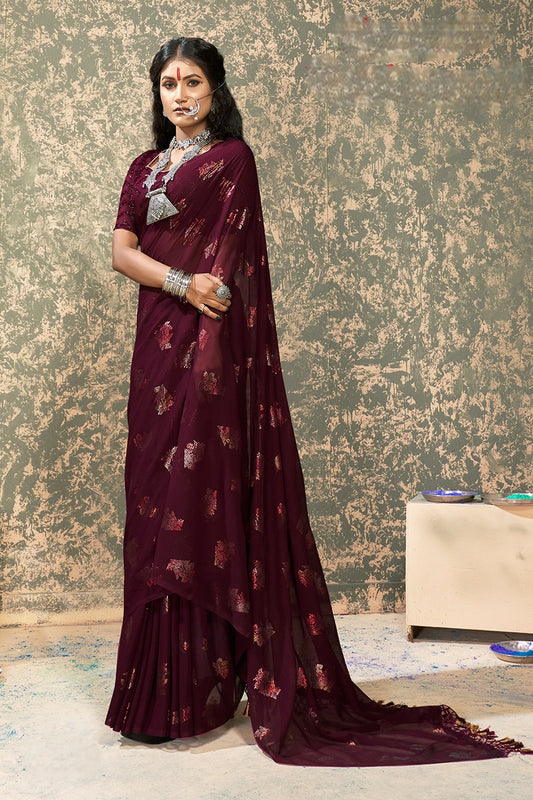 Varlaxmi Multicolor Chiffon Saree with Fancy Lace (8 Colours Available)